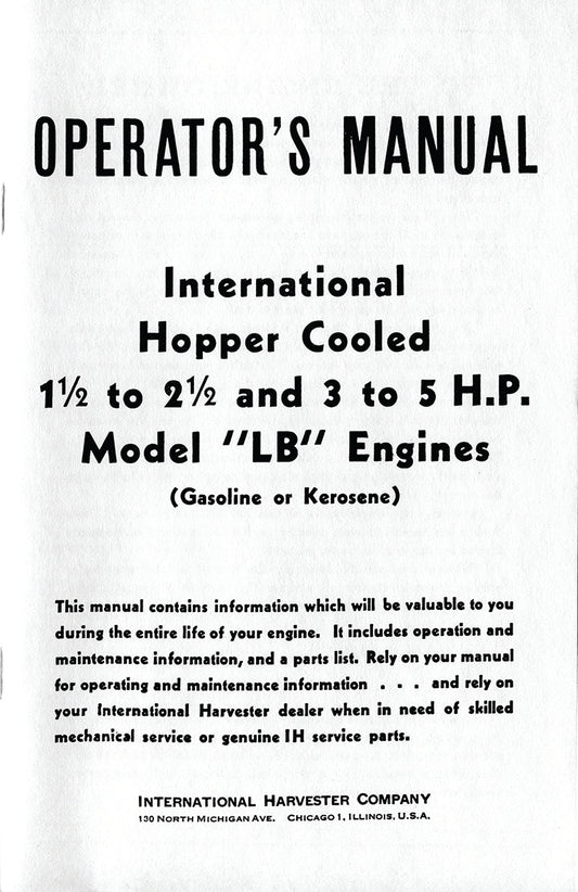 International Hopper Cooled Model "LB" Engines