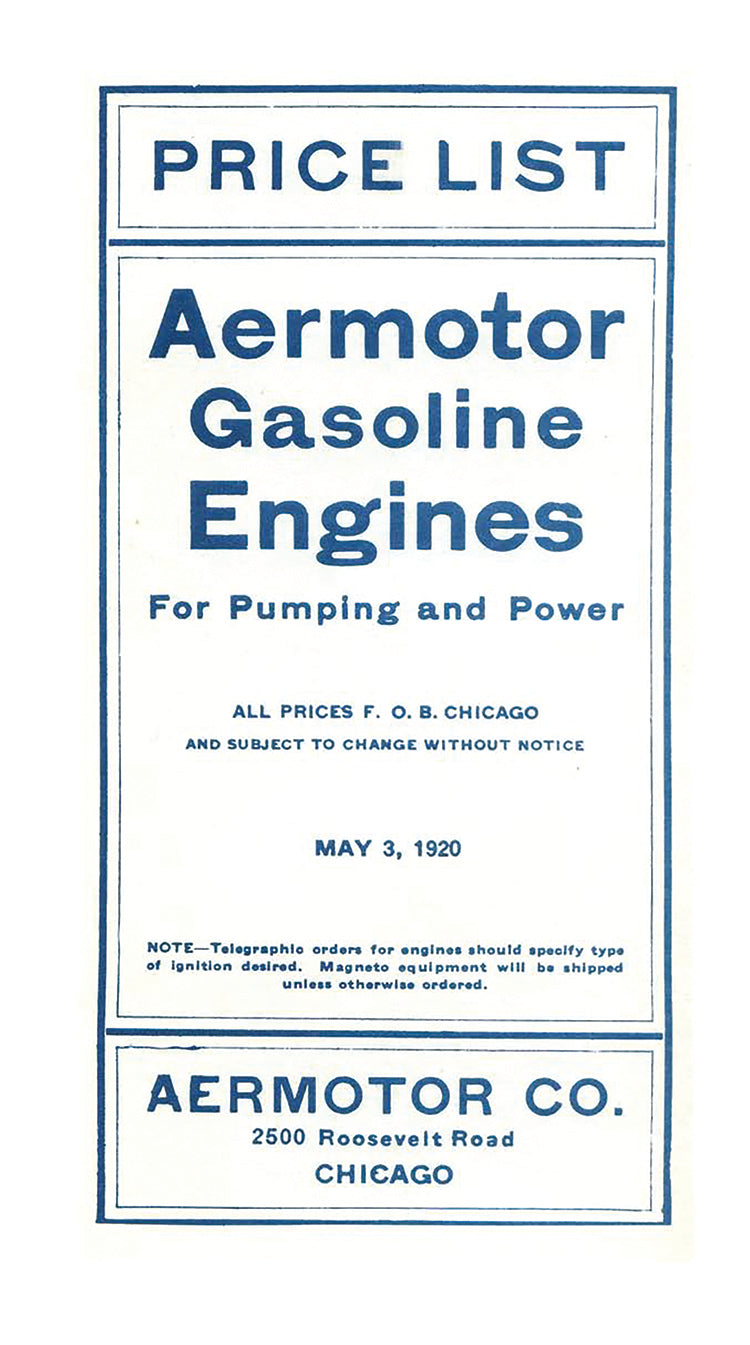 Price List: Aermotor Gasoline Engines, E-Book