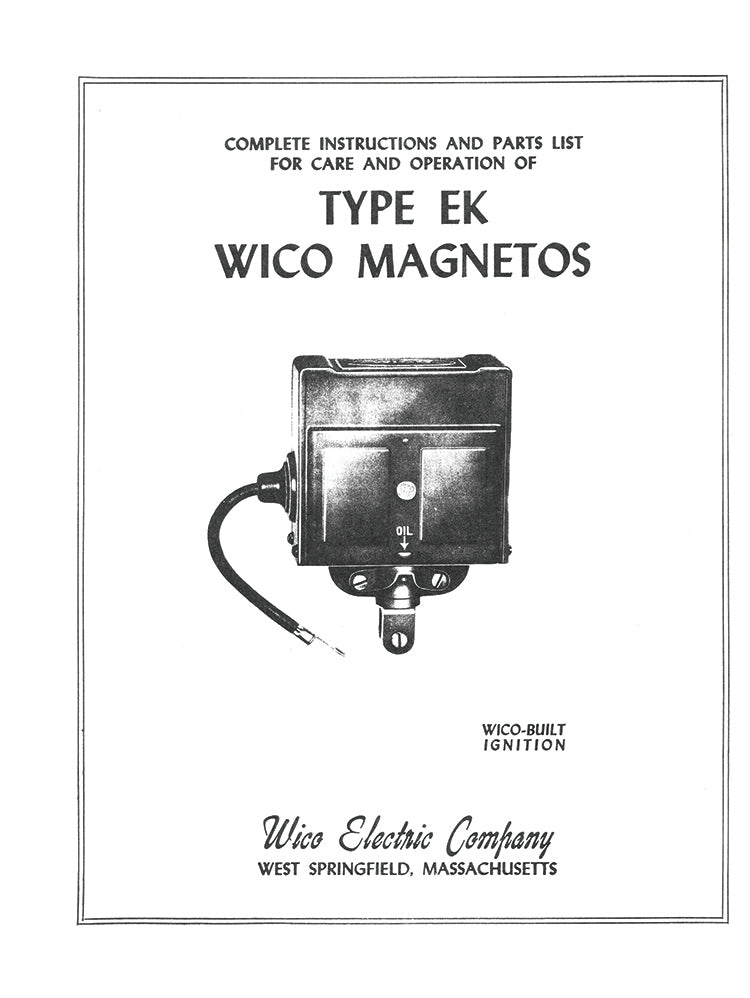 Complete Instructions For Type Ek Wico Magnetos, E-Book
