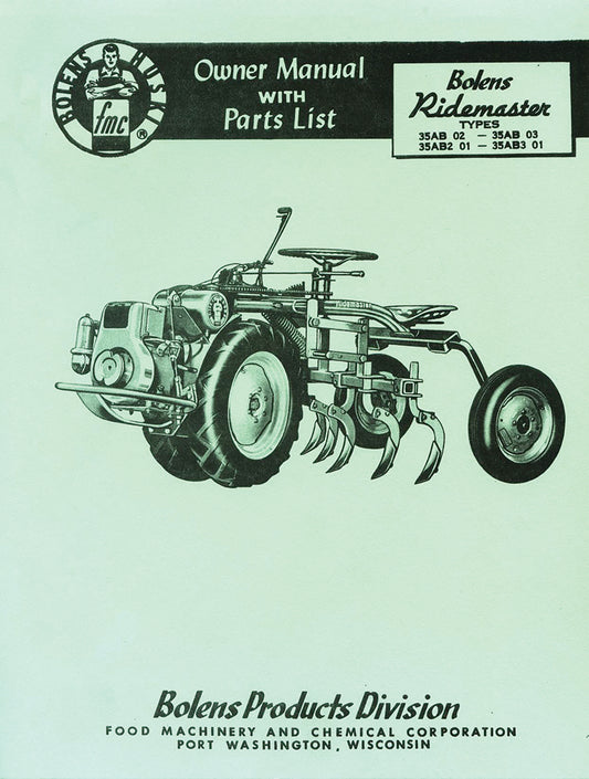 Bolens Ridemaster Huski Owner Manual With Parts List, E-Book