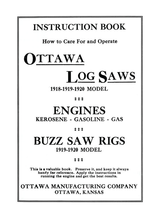 How To Care For And Operate Ottawa Log Saws, E-Book