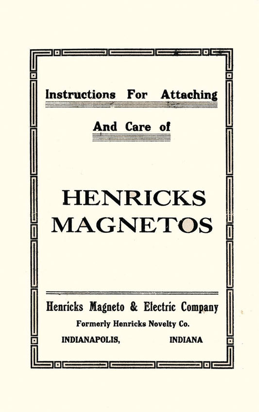 Instructions For Attaching Henricks Magnetos, E-Book