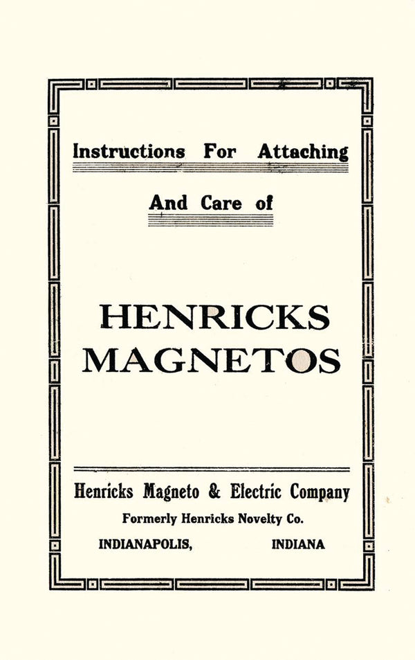 Instructions For Attaching Henricks Magnetos, E-Book